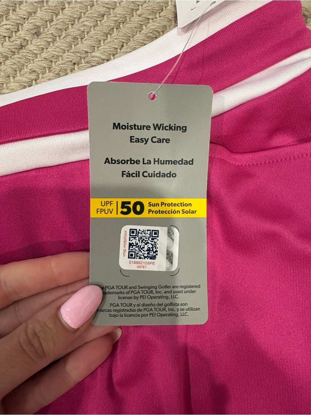 PGA Tour Hot Pink Athletic Skort with White Waistband - Picture 5 of 9